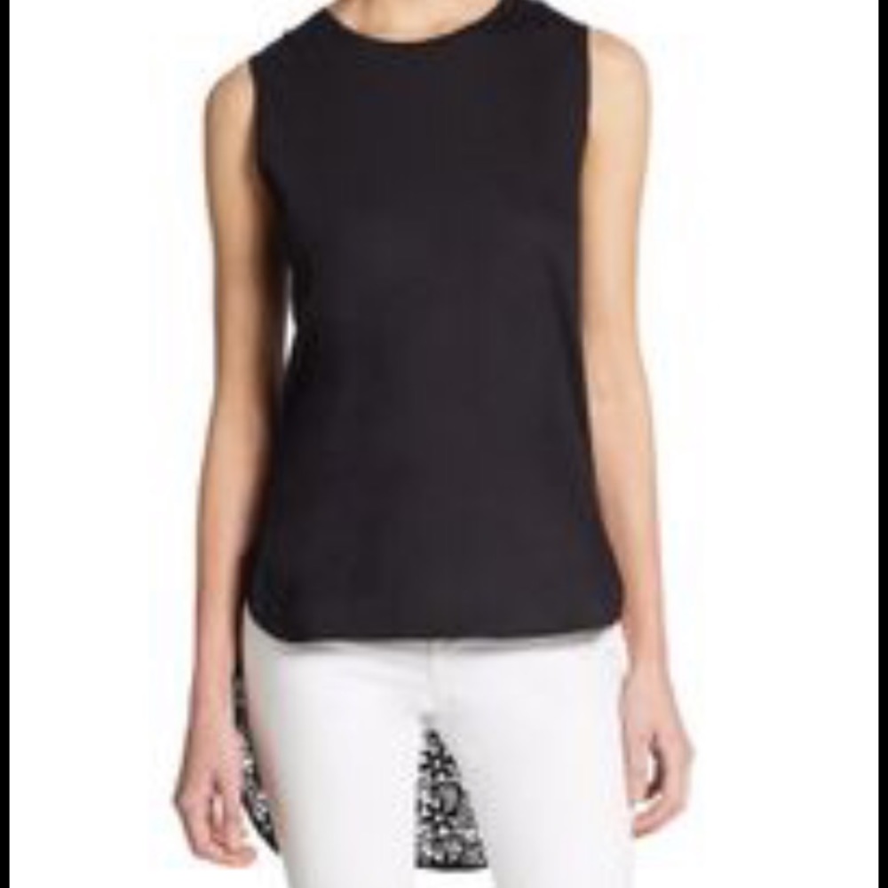 🆕Torn by Ronny Kobo Black Ornella Lace-Back Tank